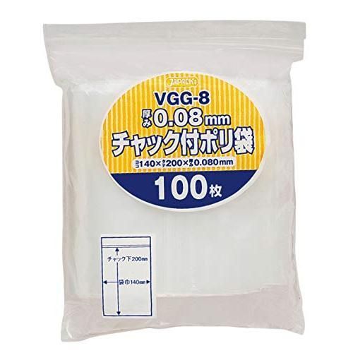 ジャパックス チャック付き ポリ袋 無地 横14×縦20cm 厚み0.080mm 厚口タイプ 使い方いろいろ 保管 整理に最適 VGG-8 10