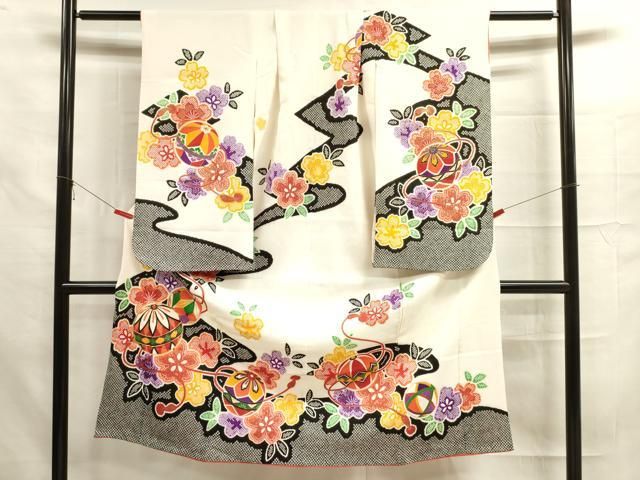 平和屋着物[]七五三 女の子 7歳 祝着 ショップ 四つ身 駒刺繍 鞠花文