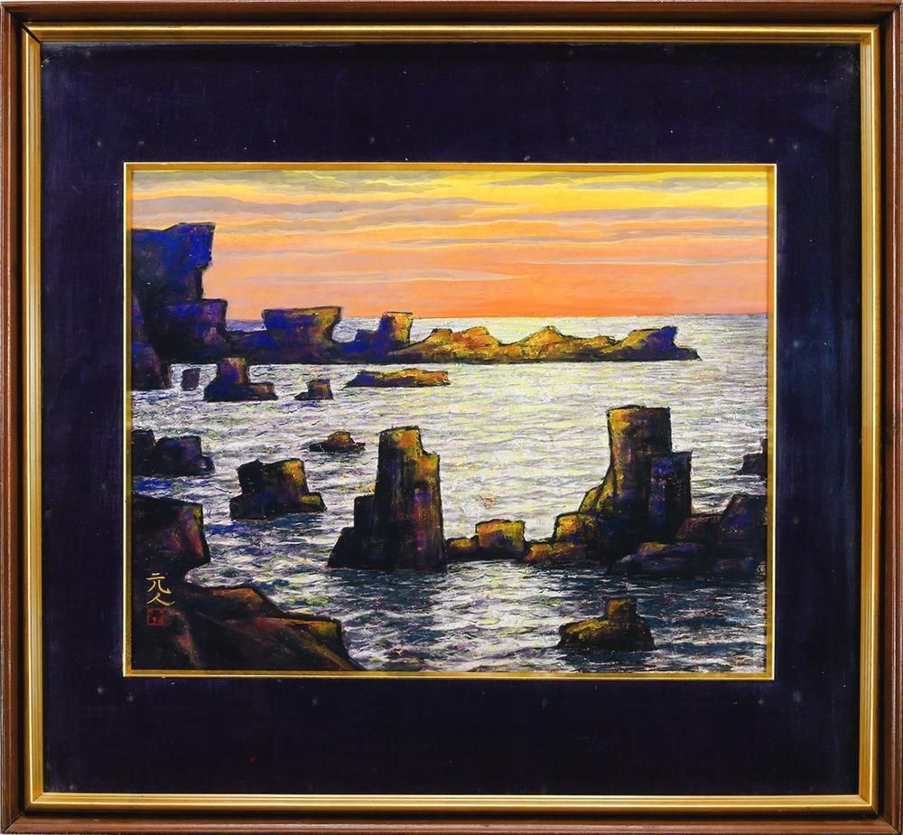 鑑定済み　真作　日本画巨匠　杉原元人画伯　豪華プラチナ箔　風景画　油絵 鑑定済み 真作 日本画巨匠 杉原元人画伯 豪華プラチナ箔 風景画