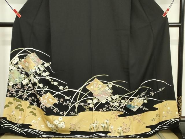 平和屋着物□豪華黒留袖 草花菱文 金彩 正絹 逸品 DAAT8995zy