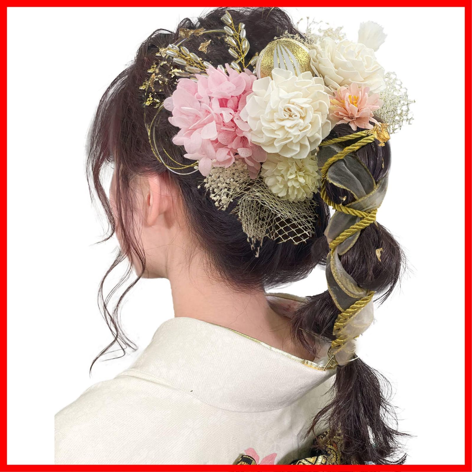 【在庫処分】和玉 かすみ草 ヘアーアクセサリー 金箔 紐 人気 和服 水引 着物 造花飾り 振袖 袴 ドライフラワー 花 浴衣 10色 成人式 成人式 七五三 結納 髪飾り 卒業式 髪飾り 入学式 結婚式 [