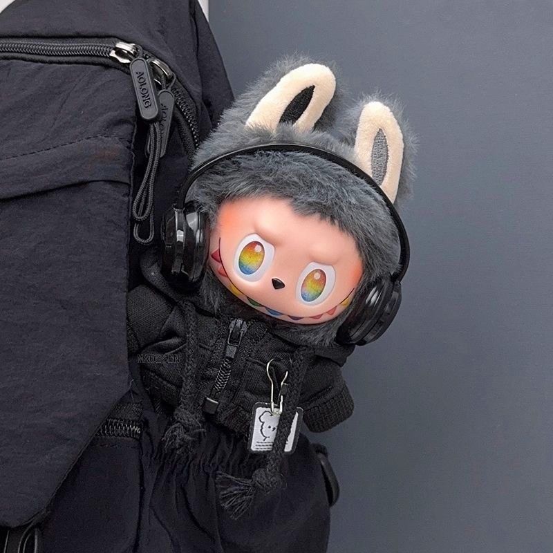 ぬいぐるみ服 labubu ラブブ 黒 パーカー かっこいいスタイル