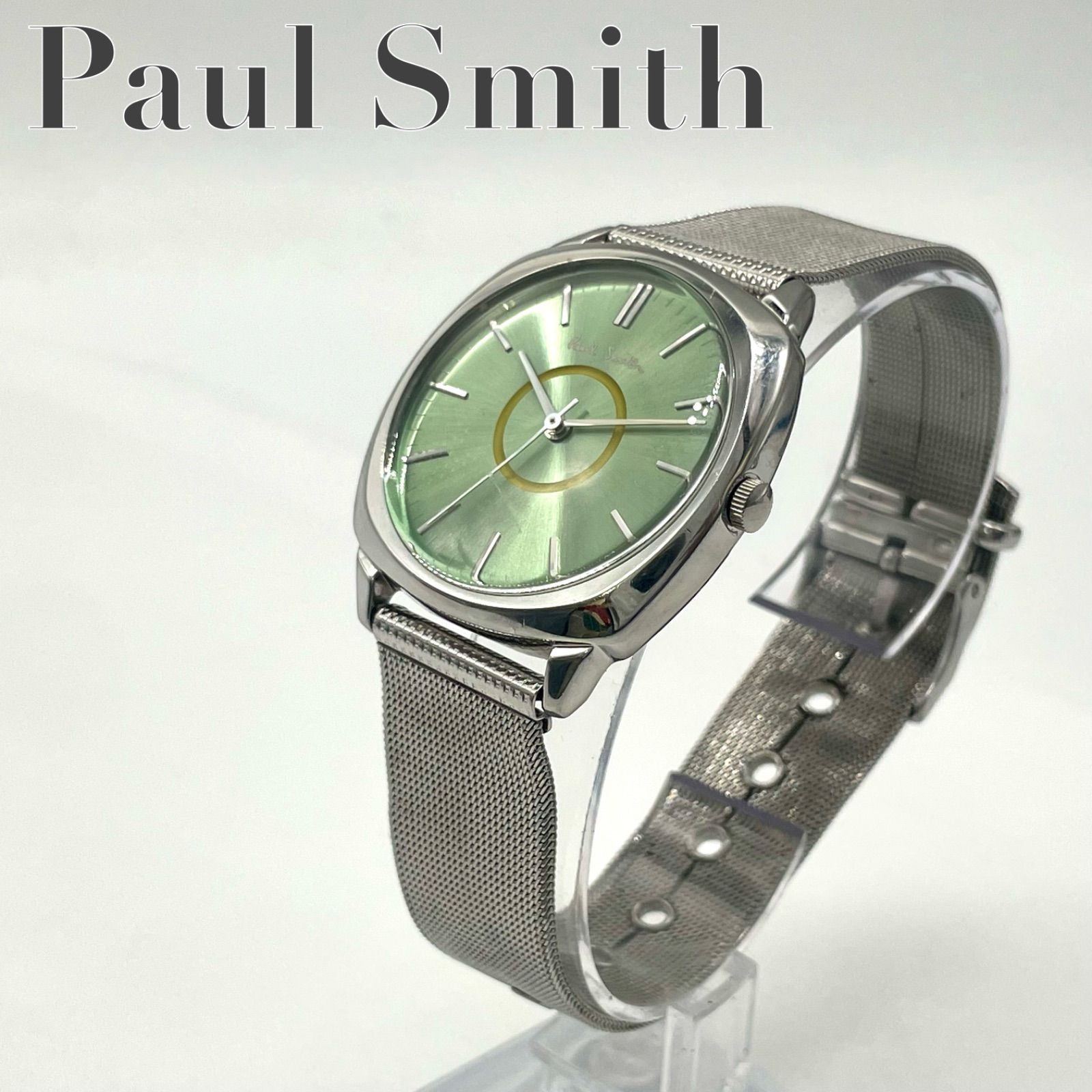 【電池交換済】ポールスミス paul smith メンズ　腕時計　アナログ　クオーツ　電池式　ラウンド　グリーン　緑文字盤 5530-F52258 G1