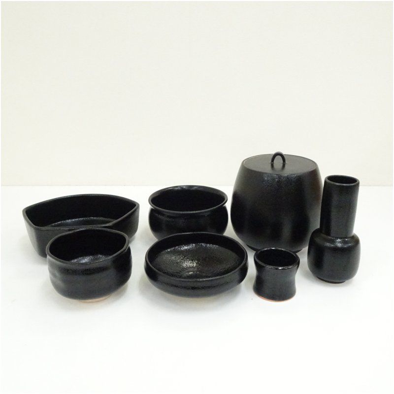 杉浦芳樹造 柚子黒皆具 共箱 茶道 茶道具 おしゃれ セット 一式 揃い 茶器 かいぐ 抹茶 お茶道具 茶の湯 骨董 お茶
