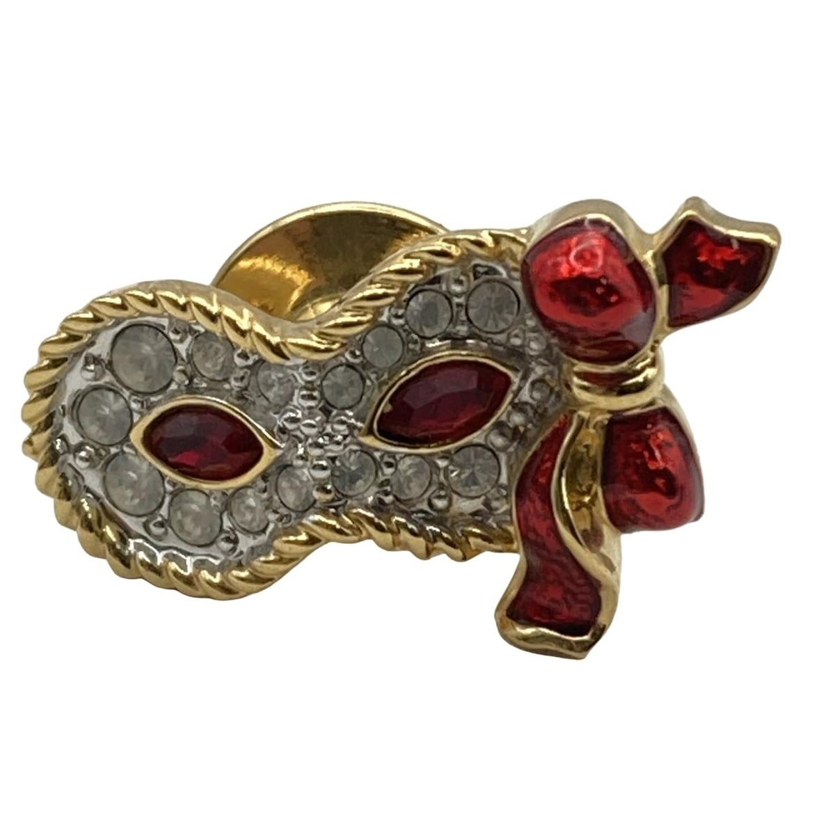 SWAROVSKI スワロフスキー ブローチ - ゴールド×クリア×レッド ピンバッチ