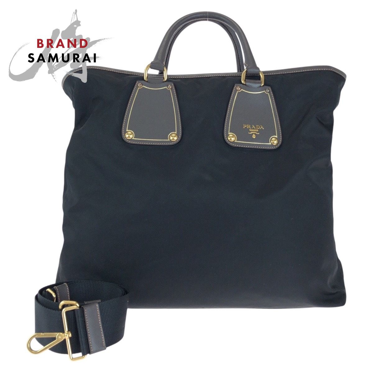 美品 PRADA プラダ テスート サフィアーノ ブラック ゴールド 美品 PRADA プラダ テスート サフィアーノ ブラック ゴールド