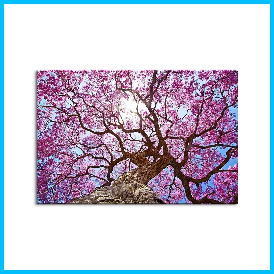 写真 自然風景 印刷 フラワー 静物の風景 花の絵 壁掛け 満開のピンク桜 現代 キャンバス絵画 装飾画 ポスター インテリアアート 美しい桜の木 部屋飾り お花 新築飾り 植物 木枠付きの完成品 アートパネル A50x70cm 20x28in