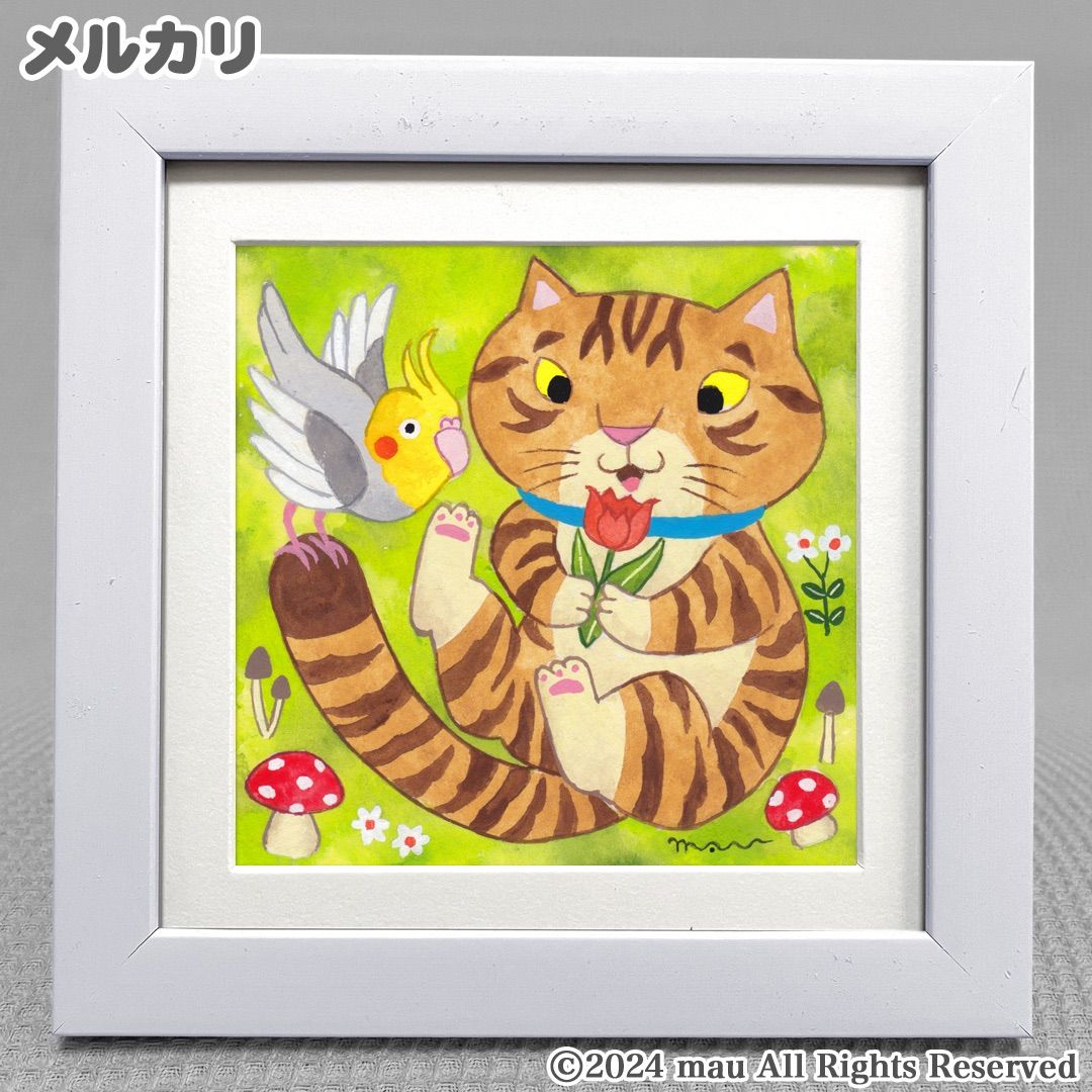 原画「猫の頭に木が生えた〜茶トラ猫と森の