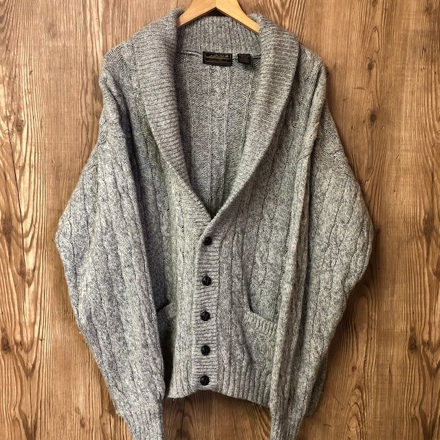 80s vintage Eddie Bauer 黒タグ ショールカラーカーディガン ヘチマ襟 80年代 エディーバウアー ビンテージ ヴィンテージ アメカジ 古着 e23111502