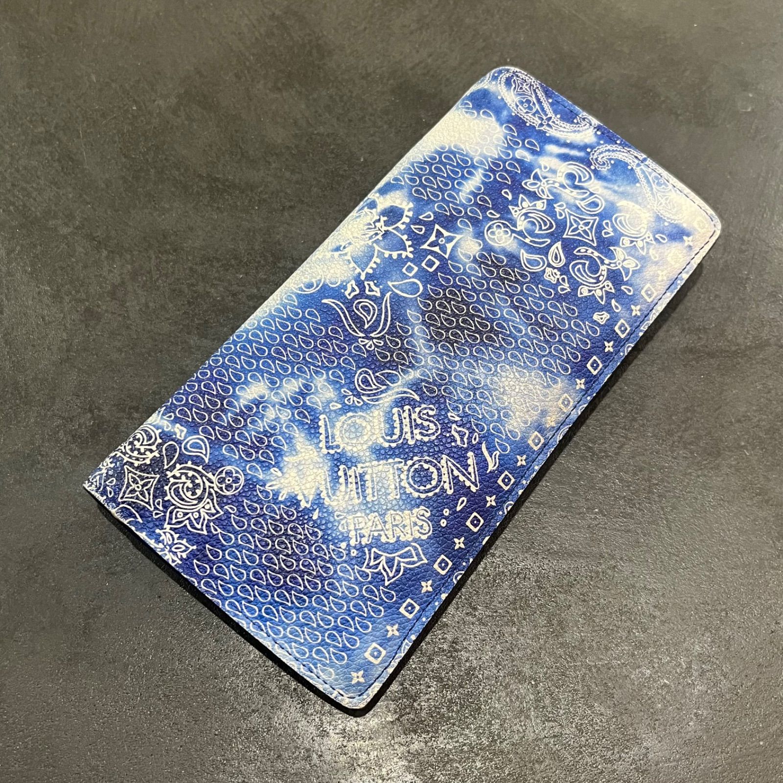 ルイヴィトン M81405 ブルー ペイズリー 長財布 メンズ ルイヴィトン