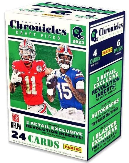 2023年パニーニクロニクルドラフトピックNFLフットボールトレーディングカードブラスターボックス。 