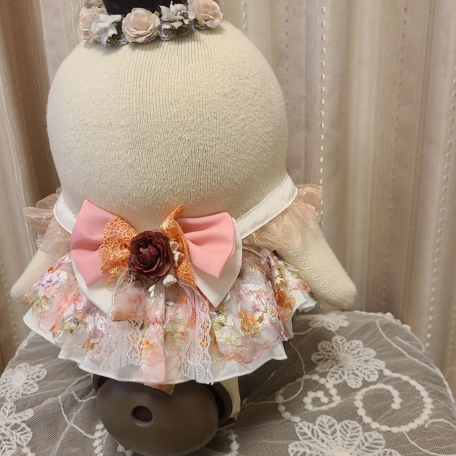 LOVOT ラボット服 【再販】春色のフリフリレースドレス リボン