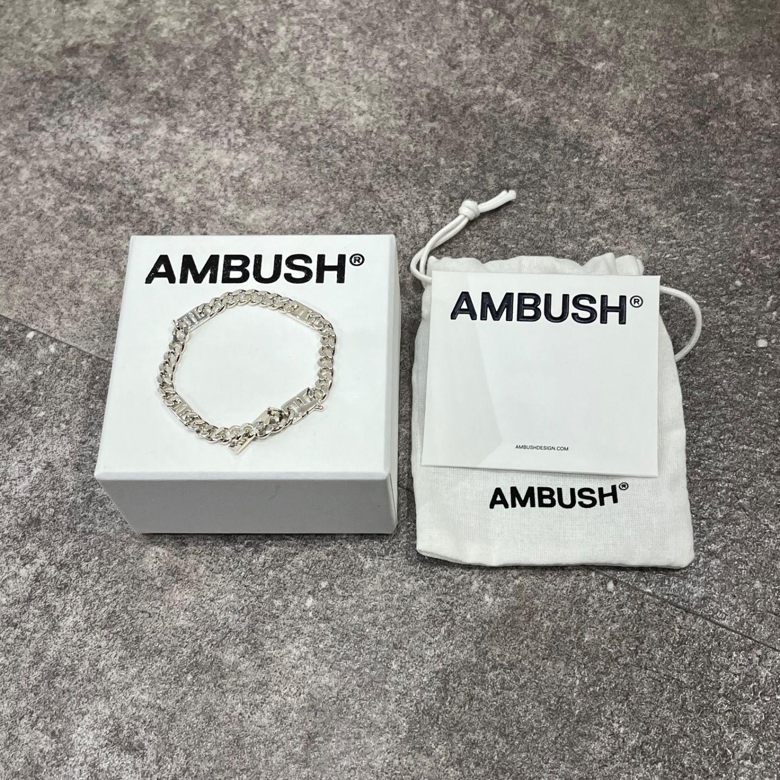 AMBUSH メタルチェーンブレスレット シルバー サイズ18cm-20cm 参考上代59400円 AMBUSH MONOGRAM LINK CHAIN BRACELET