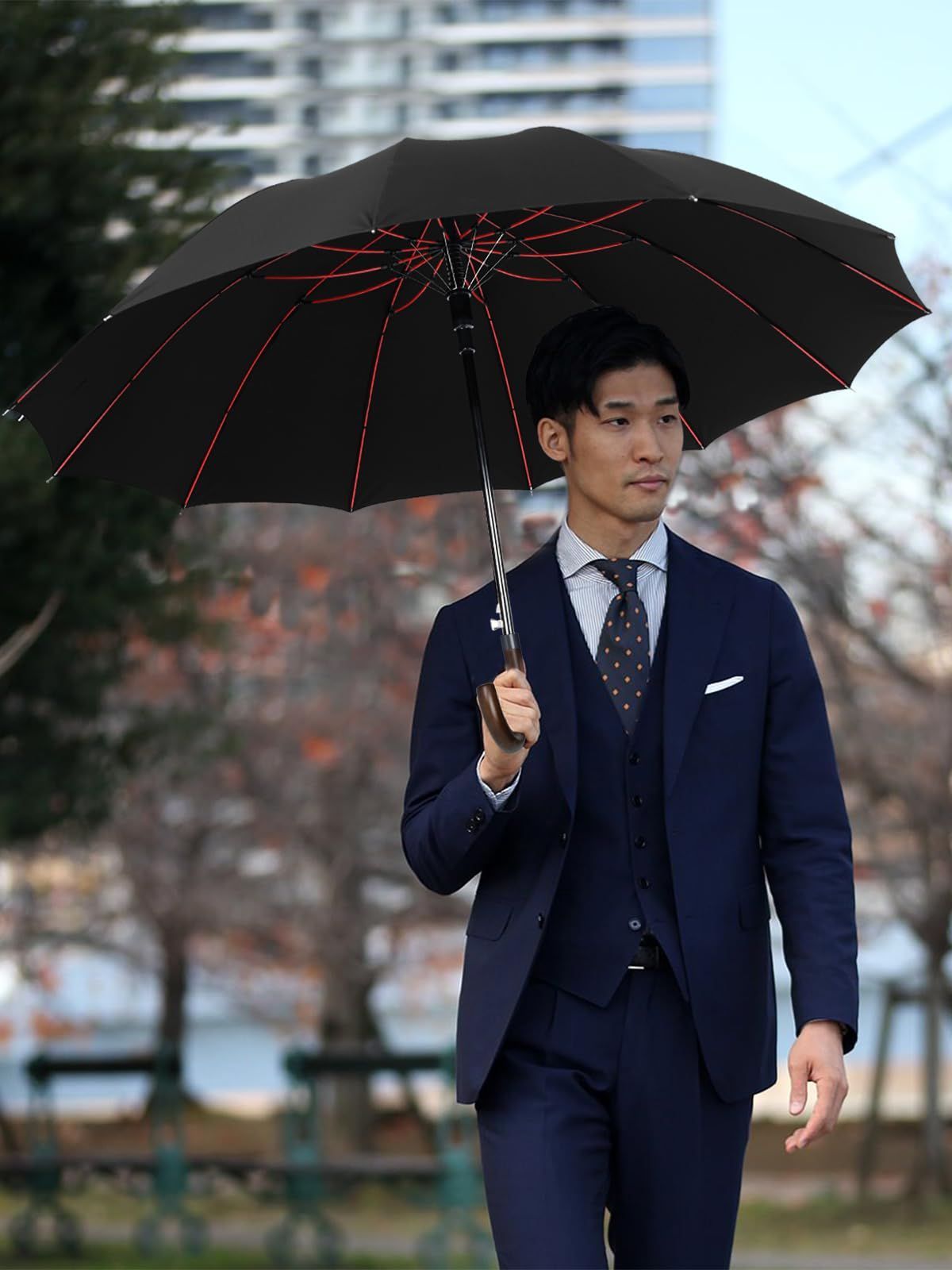  Msentuo 長傘 メンズ レディース 傘 超撥水 12本骨 230 T高強度グラスファイバー Teflon加工 軽量 耐風 丈夫 大きい 自動開けステッキ傘 紳士傘 晴雨兼用傘 収納ポーチ付き 長傘 傘