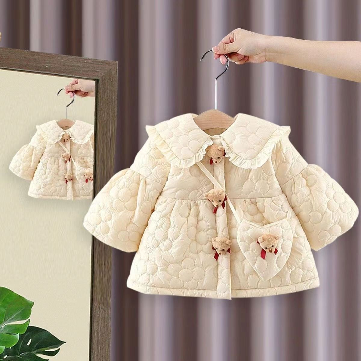  子供服 女の子 ジャケット コート 秋冬 中綿 こども服 キッズコート ベビー キッズ ジュニア 裏起毛 女児 通学 薄手 防寒 長袖 お出かけ おしゃれ 子ども服 上品 可愛い 通学 通園 tA3z545 ロンパース・カバーオール