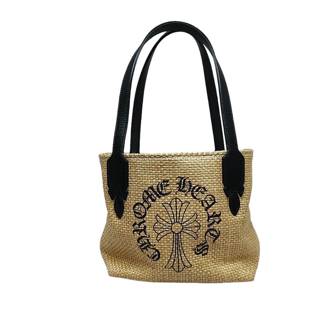 新品クロムChromeHeartsトートバッグ籠ビーチベージュラージサイズ CHROME HEARTS クロムハーツ MULTILOGO LARGE BEACHES BAG マルチロゴ