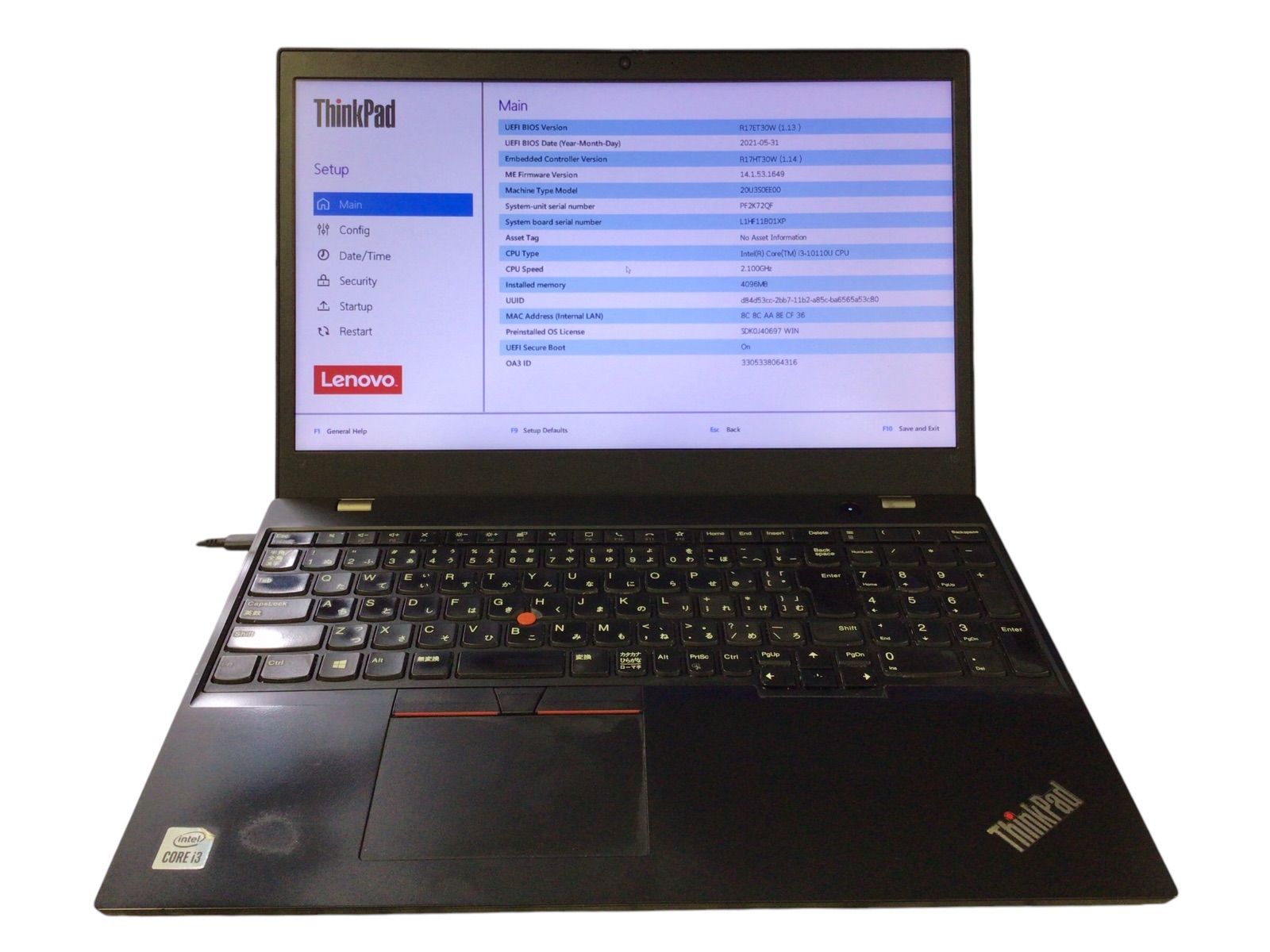 ジャンク Lenovo ThinkPad L15 Gen 2 CPU Core i5 1135G7 RAM/HDD/SSD