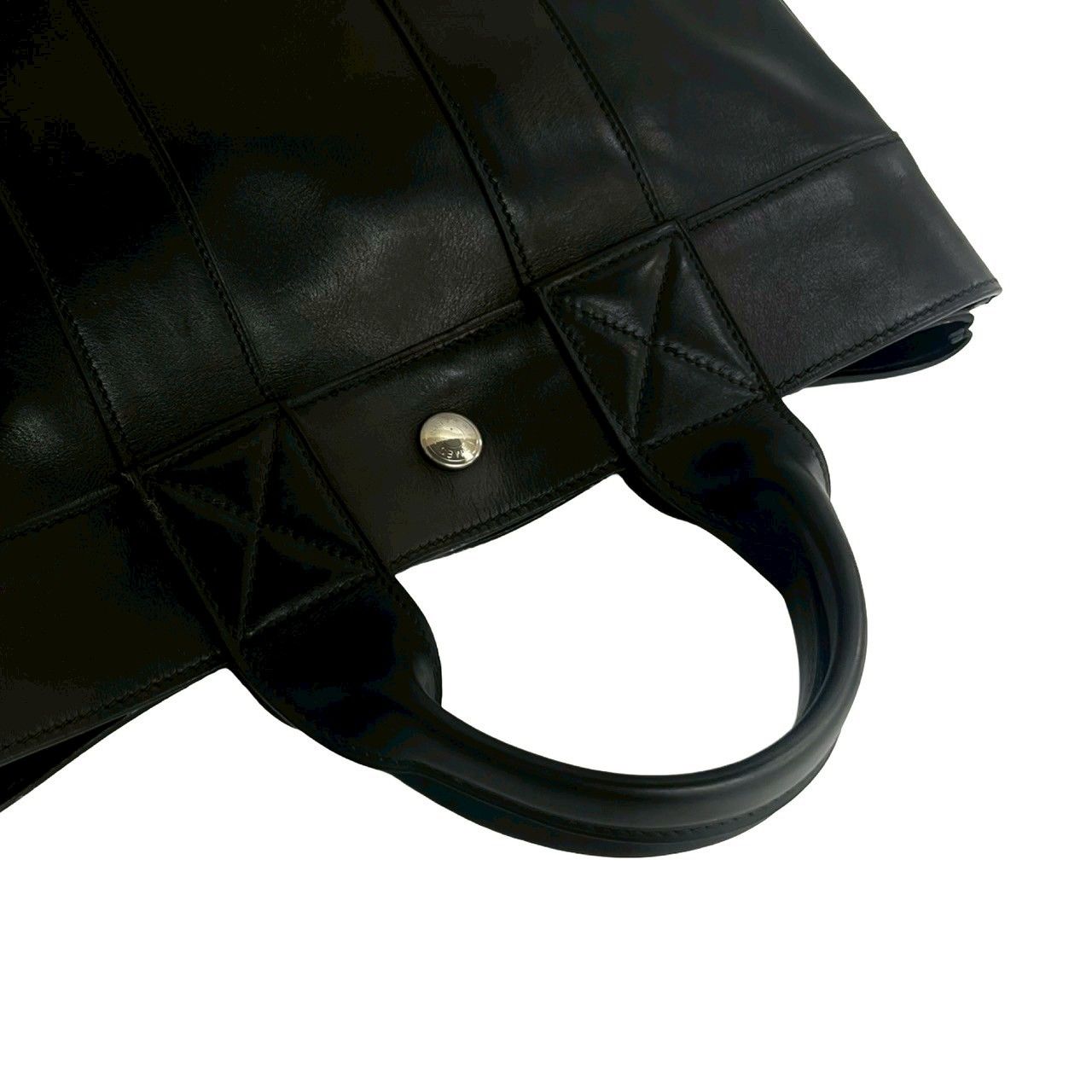 【美品】HERMES フールトゥPM トートバッグ　ブラック エルメス フールトゥPM レザー ブラック シルバー金具 VO014891