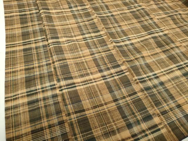 平和屋着物○郡上紬 草木染 変わり格子 正絹 逸品 DAAS3467ps