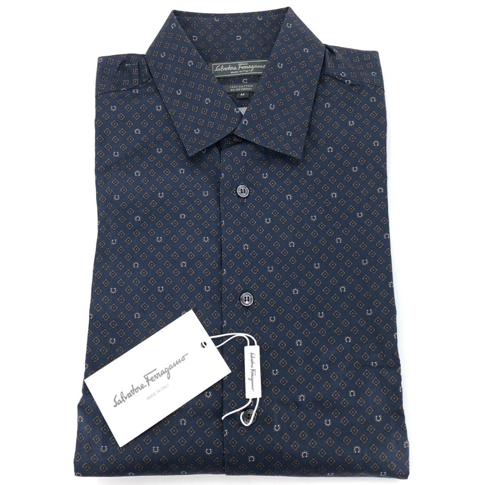 イタリー製　 サルヴァトーレ・フェラガモ 　メンズ　コットン　生成り　ハーフコート　スプリングコート　Ｌ 古着 イタリア製 2way 中綿ジャケット 46 ネイビー×レッド ベスト