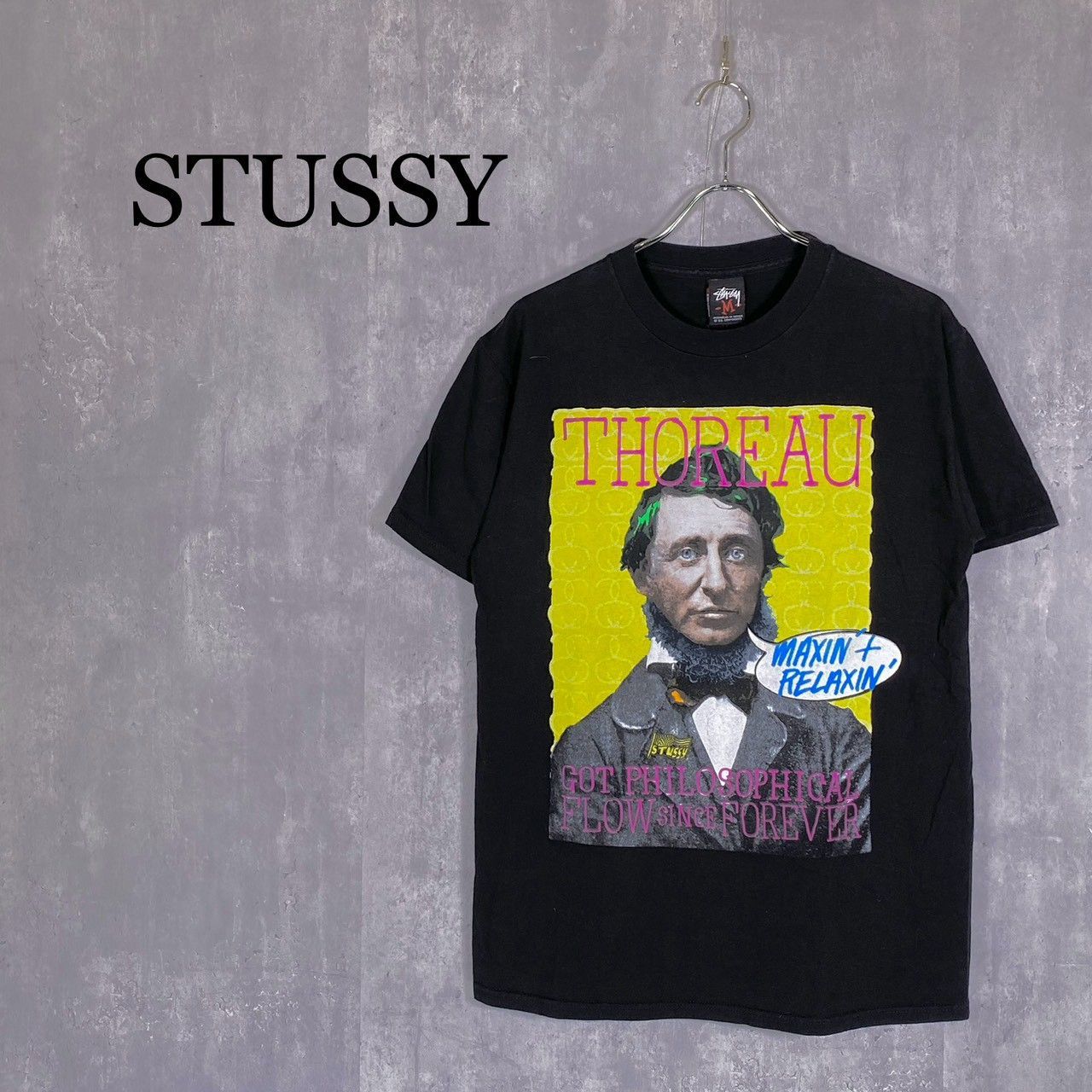 STUSSY』ステューシー (M) ヘンリーデイヴィッドソロー 半袖Tシャツ