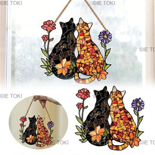 みときち様専用 Xmasを祝うネコ シーグラス／天然石／壁掛け／猫