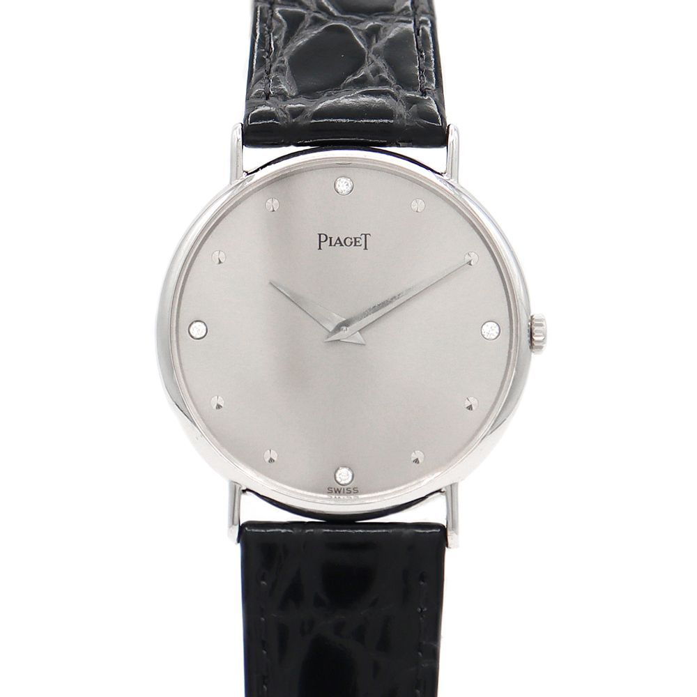 PIAGET ピアジェ 90659 純正ダイヤモンド 4Pダイヤ シルバー K18WG ホワイトゴールド 純正尾錠 社外ベルト レディース ボーイズ メンズ ユニセックス 手巻き【6ヶ月保証】【腕時計】【中古】 PIAGET ピアジェ 90659 純正ダイヤモンド 4Pダイヤ シルバー K18WG