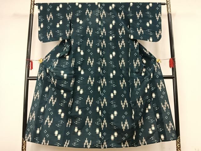 平和屋着物▽久留米絣 単衣 琉球絣文様 綿 逸品 CAAM6877gh