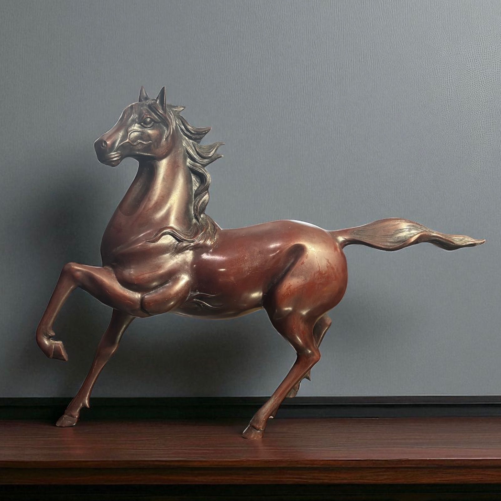 ブロンズ 馬 置物 干支 跳ね馬 縁起物 飾り 彫刻美術 銅製 工芸品