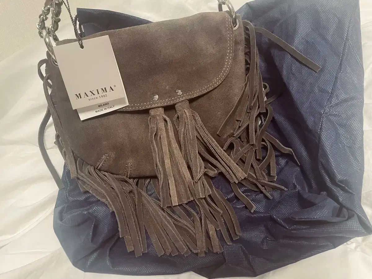 ヴィンテージ マクシマ イタリア製 スエード フリンジ チェーンバッグ