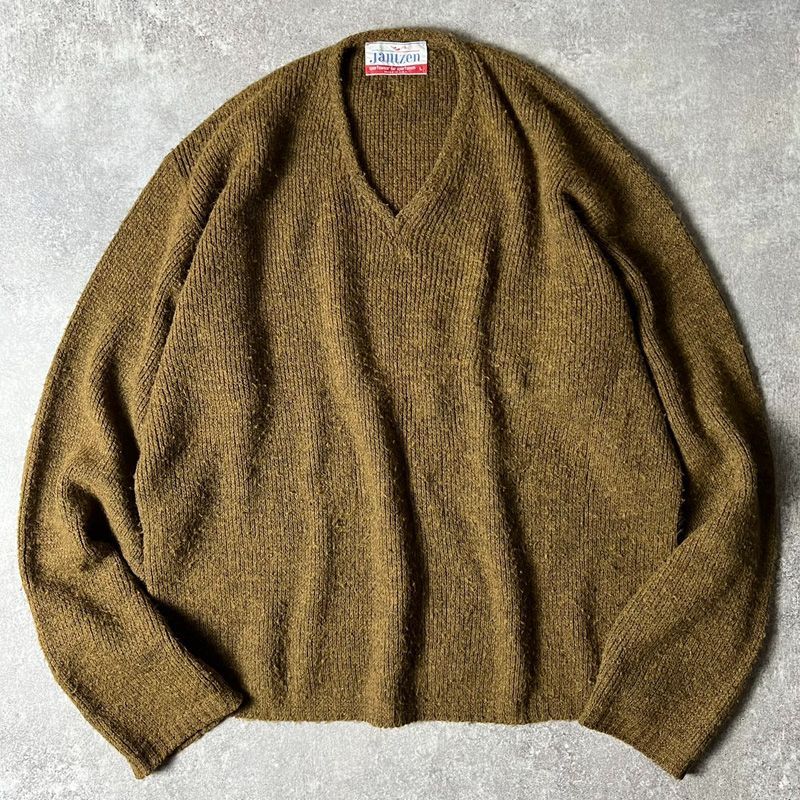 60s USA製 JANTZEN Vネック 無地 ニット セーター L / 60年代 60s USA製 JANTZEN Vネック 無地 ニット セーター L / 60年代