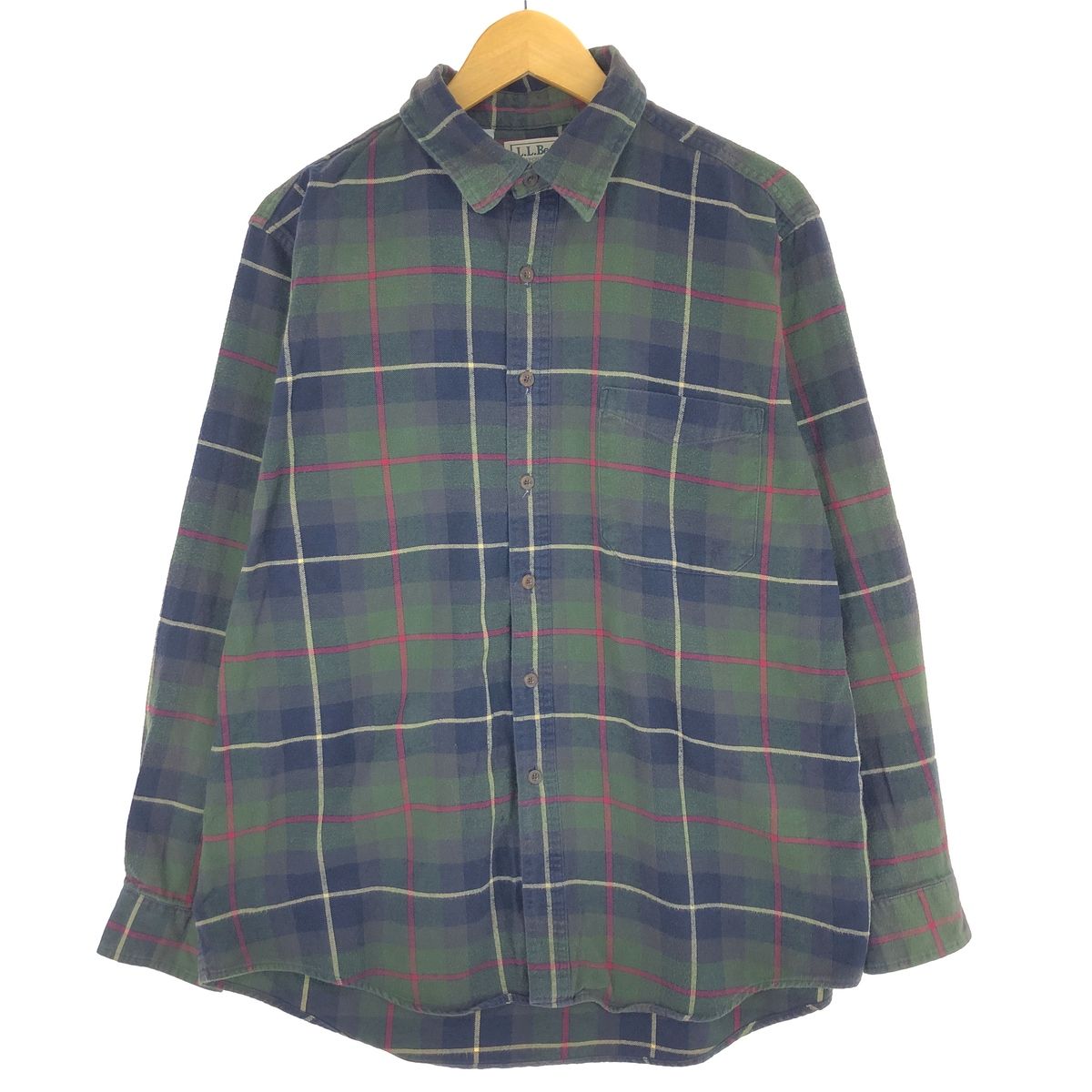 古着 80年代 エルエルビーン L.L.Bean 長袖 フランネルチェックシャツ USA製 メンズL ヴィンテージ/eaa440482