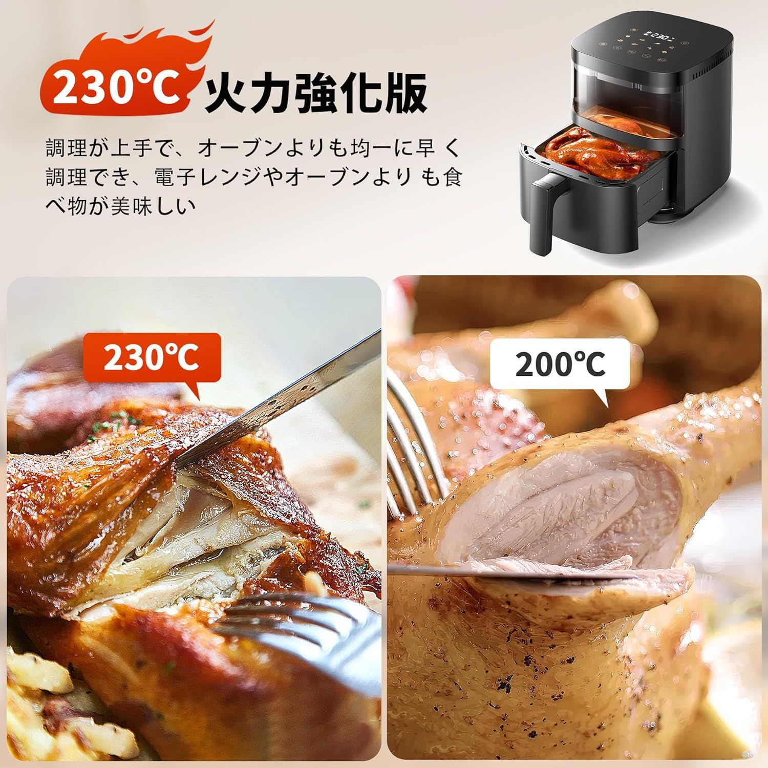 ノンフライヤー 4.5L 電気フライヤー ノンオイル 揚物 惣菜 説明