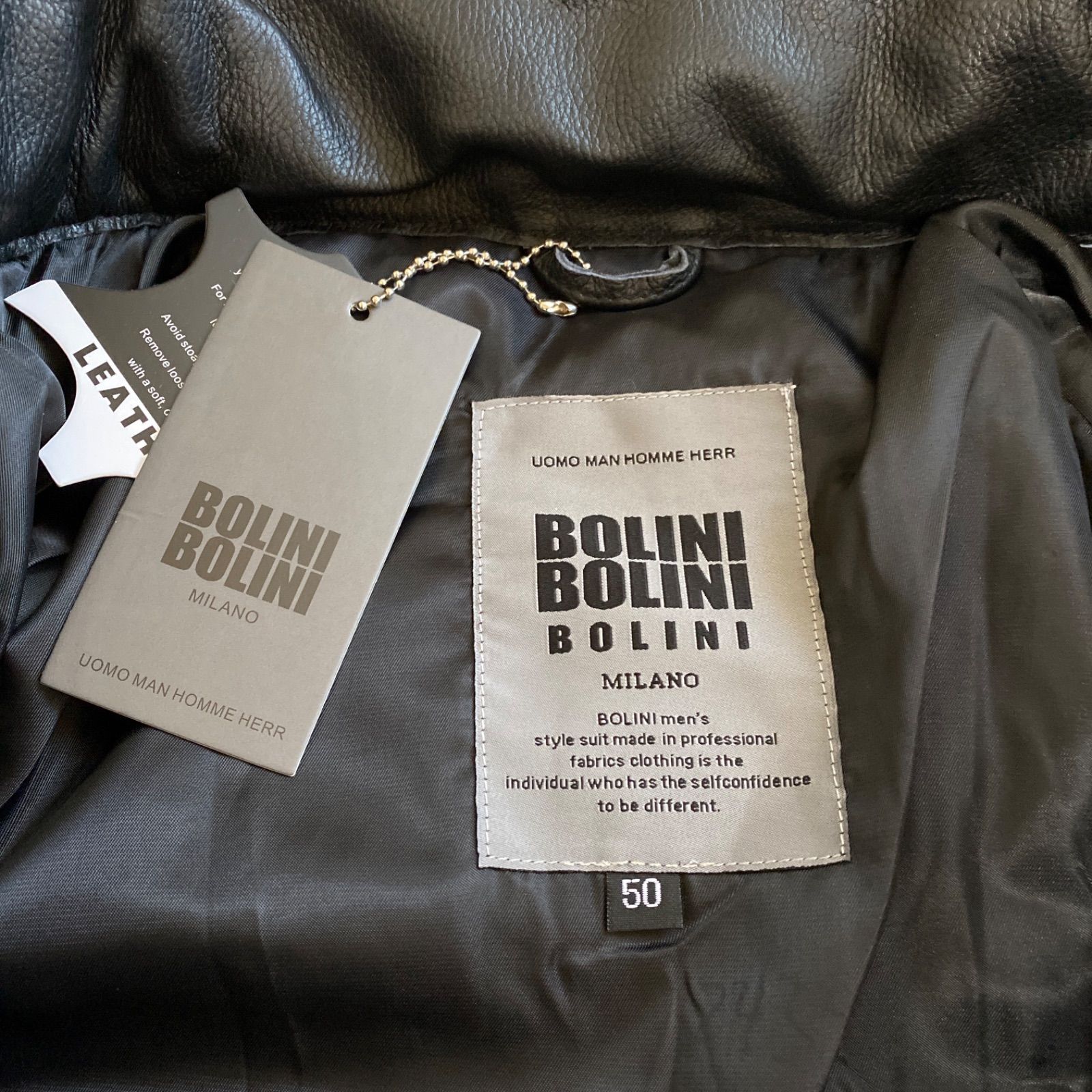 新品未使用】BOLINI イタリア ミラノ 革ジャン ダウンジャケット 新品未使用】BOLINI イタリア ミラノ 革ジャン ダウンジャケット