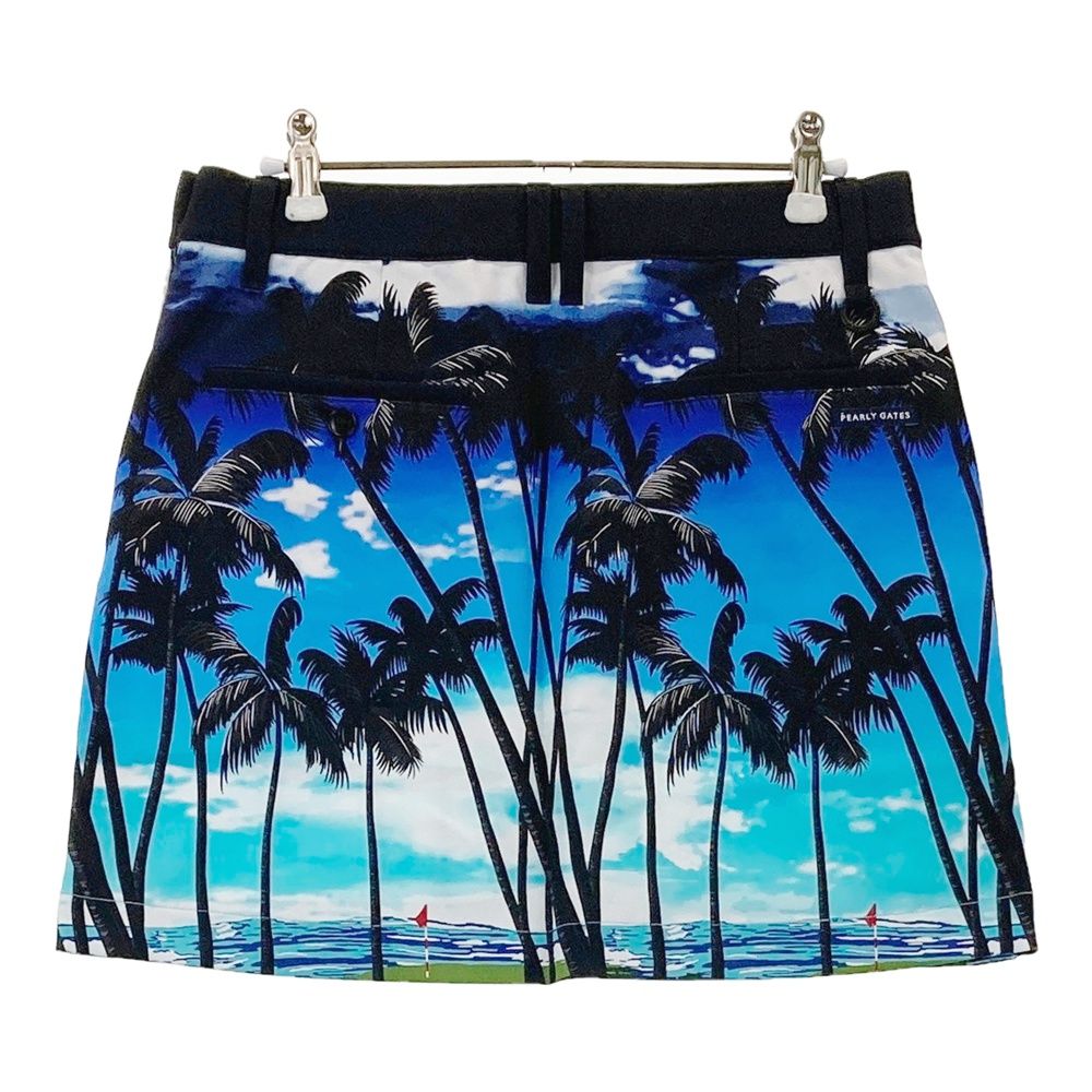 サイズ 1 PEARLY GATES パーリーゲイツ 055-1234612 スカート ヤシの木プリント ブルー系 240101528496 ゴルフウェア レディース ストスト