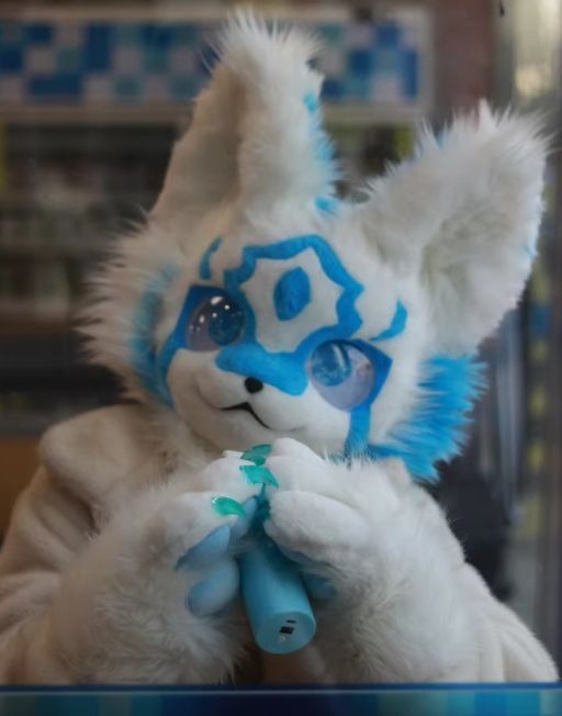 ファースーツ 着ぐるみセット NO.124 キツネ 青 白 ケモノ ファースーツ 全頭ヘッド ぬいぐるみ コスプレ コスチューム