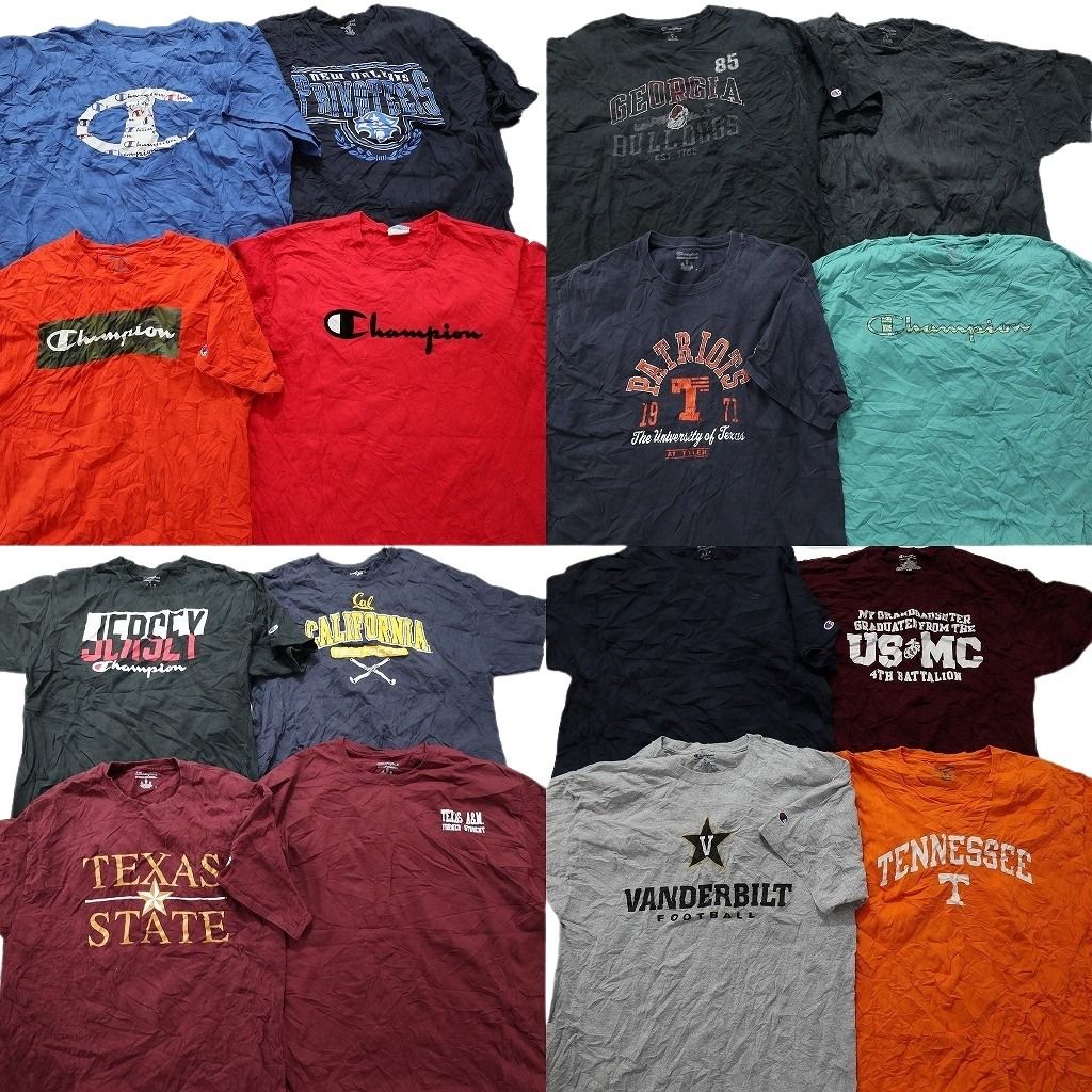 古着卸 まとめ売り チャンピオン 半袖Tシャツ 16枚セット (メンズ XL /2XL )テネシー カレッジ風 チームロゴ アーチロゴ 中古 古着 MZ1150