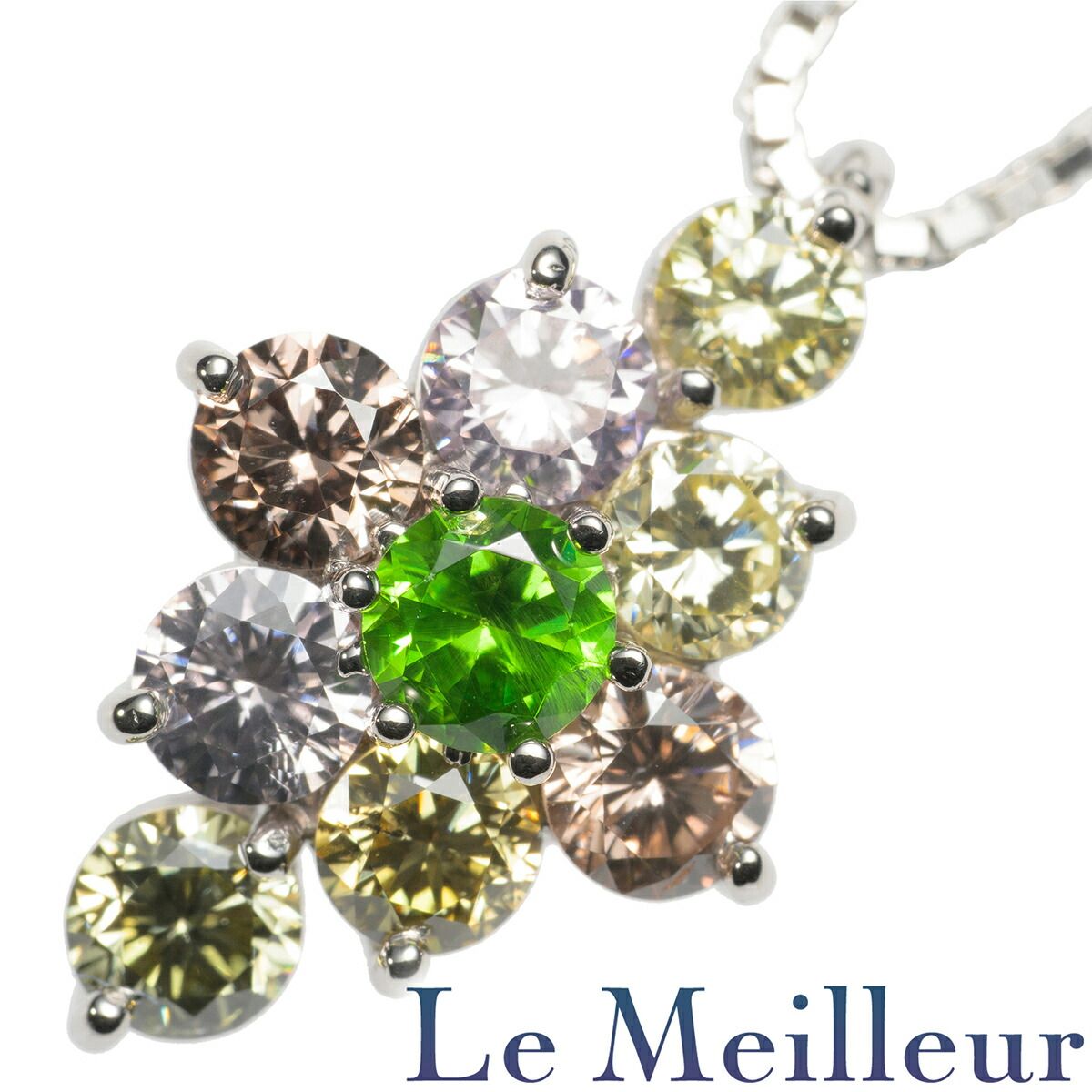 未使用品/カラーチェンジガーネット・ダイヤペンダントトップPT900 カラーチェンジガーネット/ダイヤモンド プラチナネックレス(1月