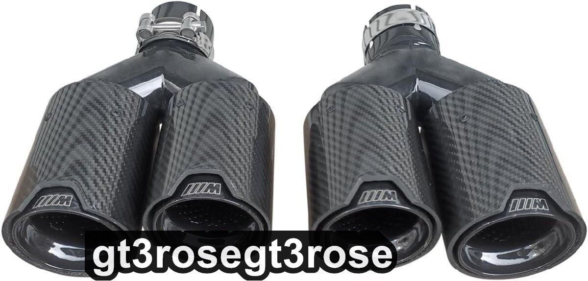 車のリアテール喉 カーボンファイバー 排気テールパイプマフラー デュアルアウトレット For BMW F22 F23 F30 F31 F32 F33 F36社外品2pWP 入荷