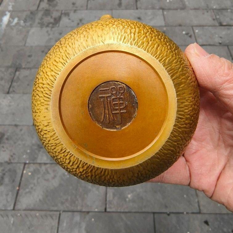 銅器 南瓜酒壺 茶壺 茶道具 茶道 工芸品 美術品 置物 銅器 浮彫龍鳳茶壺 酒壺 茶道具 装飾品 工芸品 置物 - メルカリ