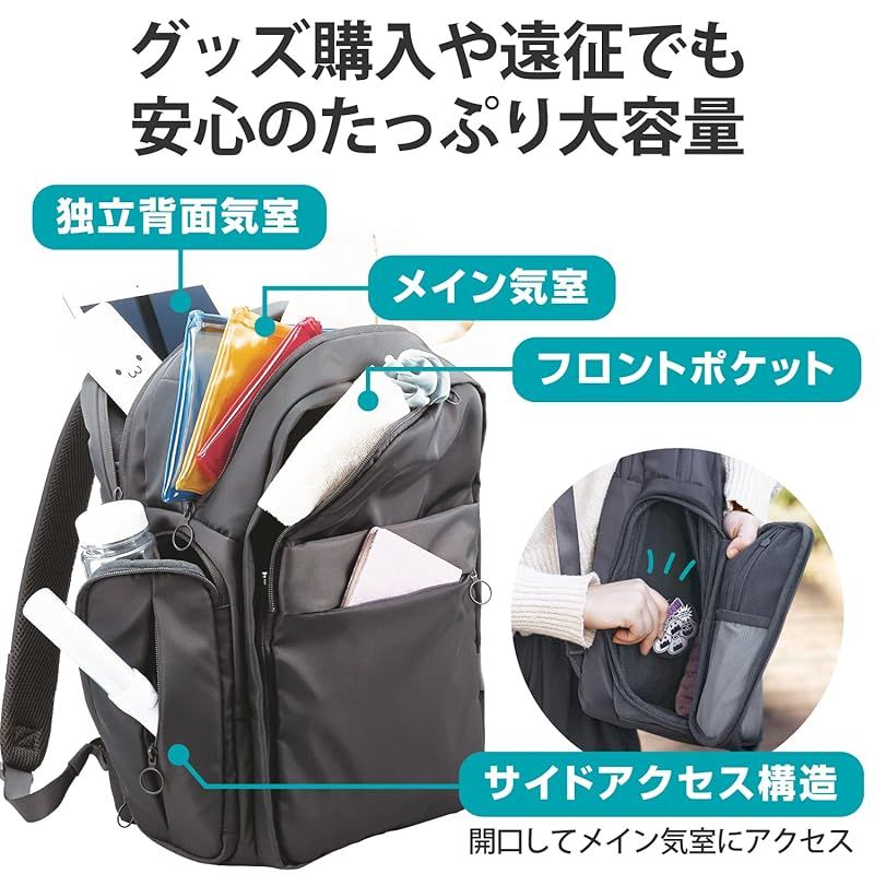 エレコム バックパック 推しごとバッグ 痛バッグ Lサイズ フロントパーツ着脱 擬態モード 推し活モード ブラック BM-OGBP02LBK NEXPOTALLINN_EU