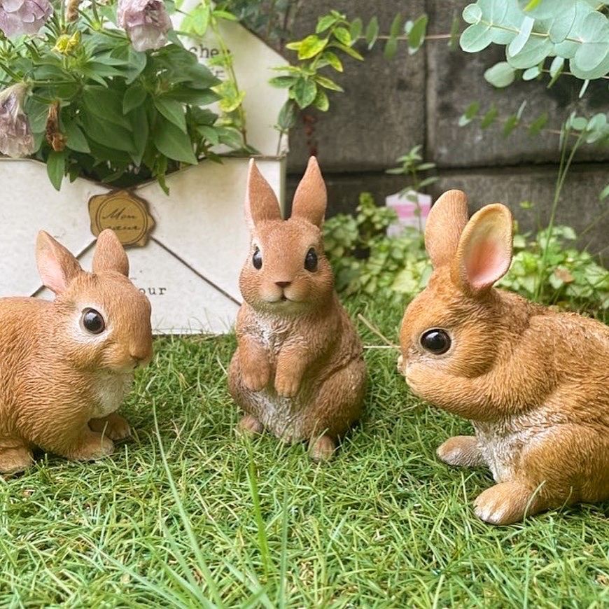 ミニフレンドラビット3個セット うさぎ 置物 オブジェ 庭 まかりあん - メルカリ