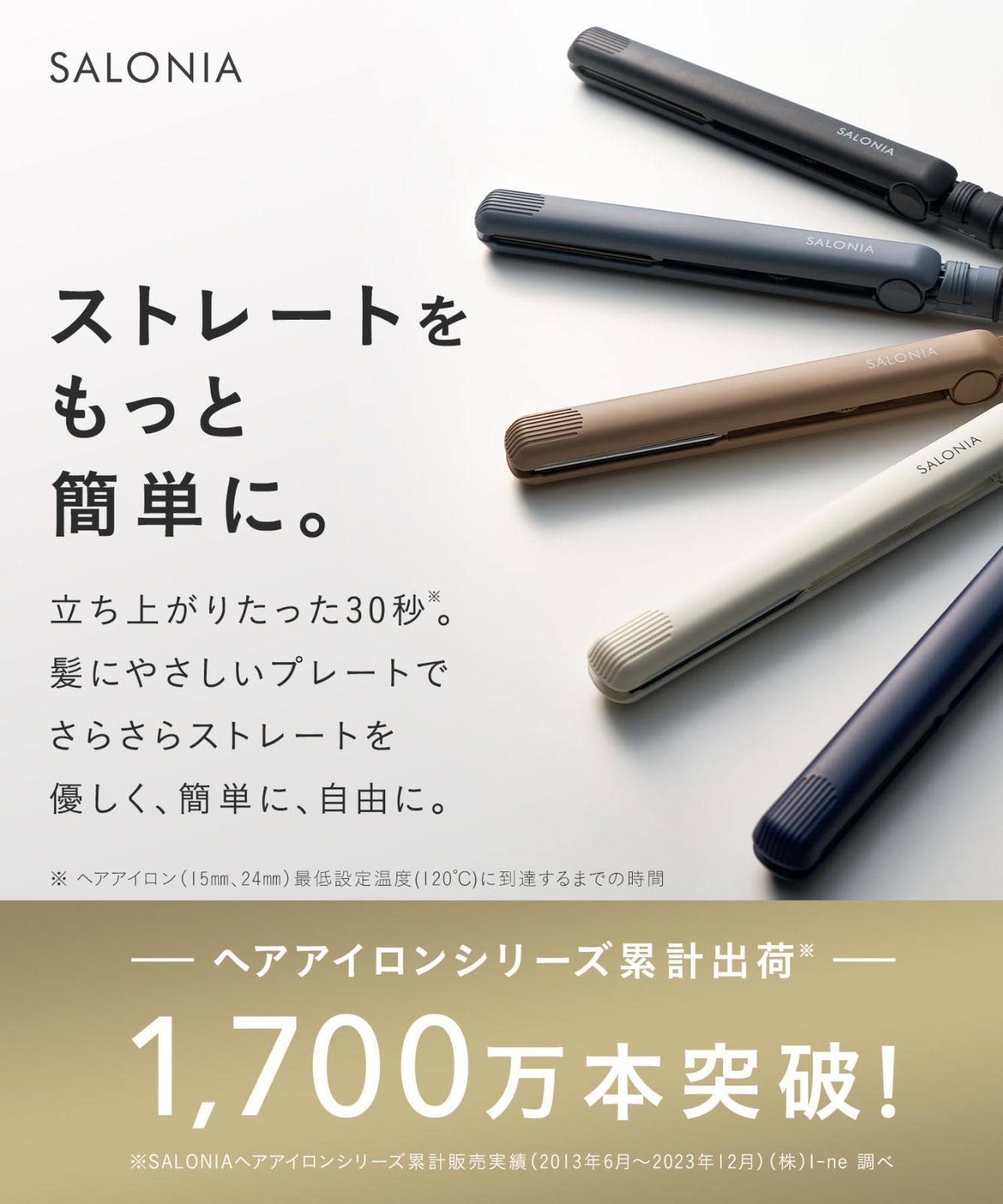 プロ認定!サロニア ストレートヘアアイロン 230度の高温可能 SALONIA サロニア ストレートアイロン プロ