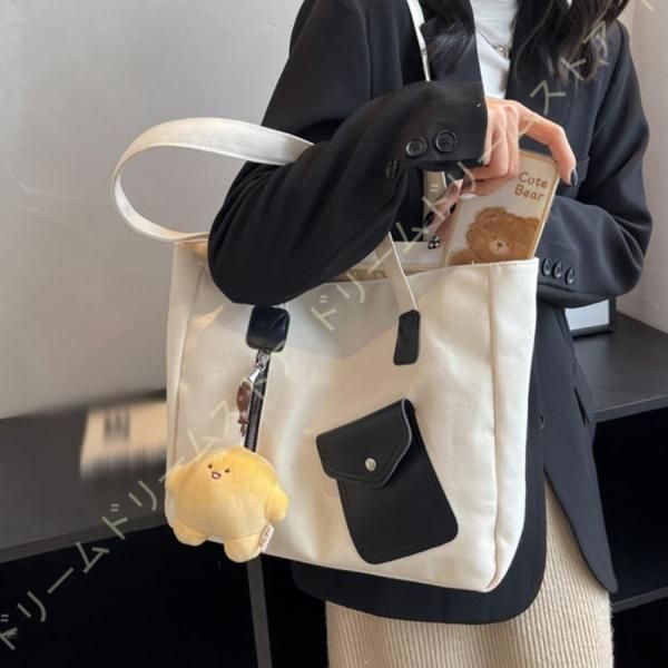 肩掛け バッグ ファスナー付き 布 大容量 大きめ レデ