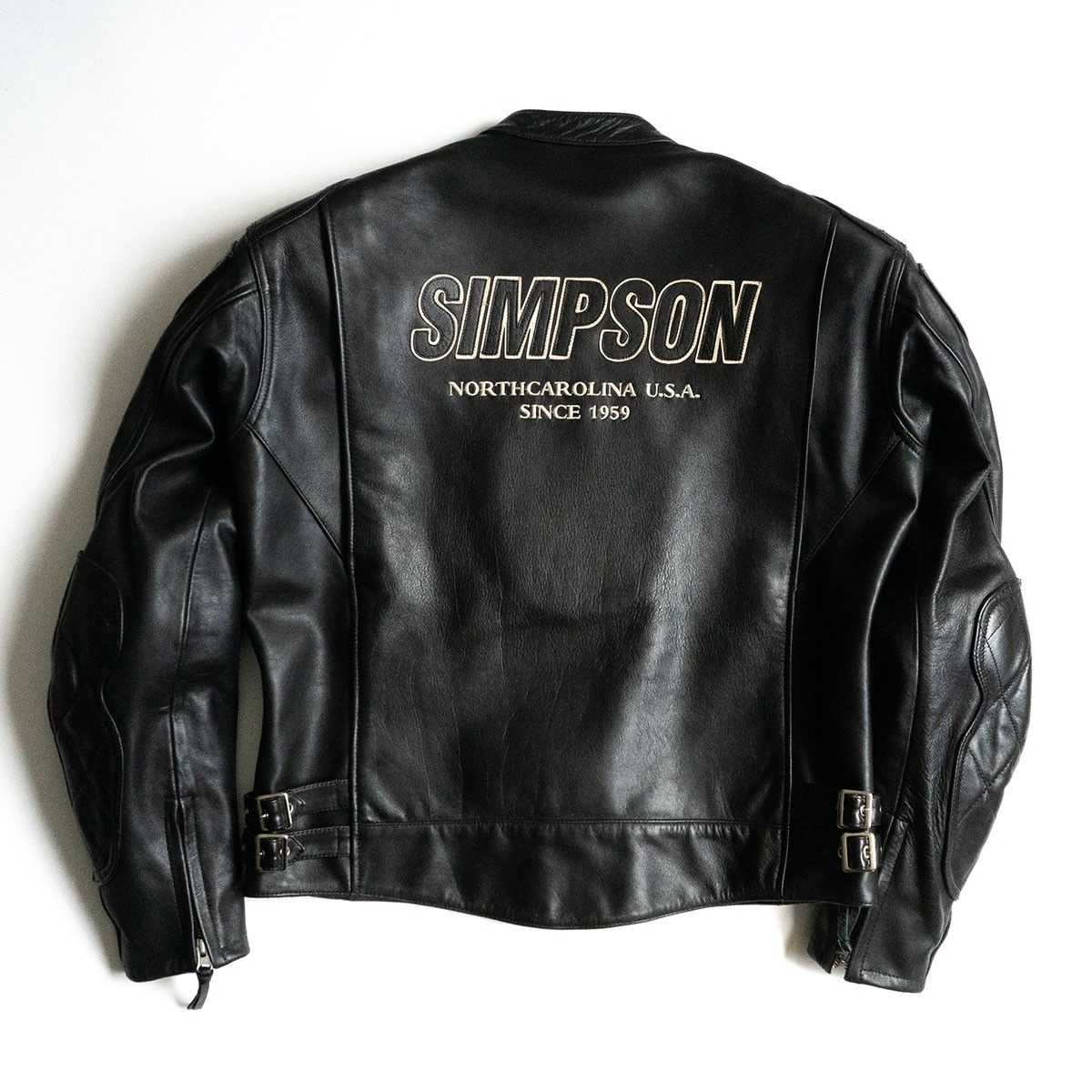 世界的に 美品】SIMPSON【レザー レーシングジャケット】 シングル ジャケット・アウター