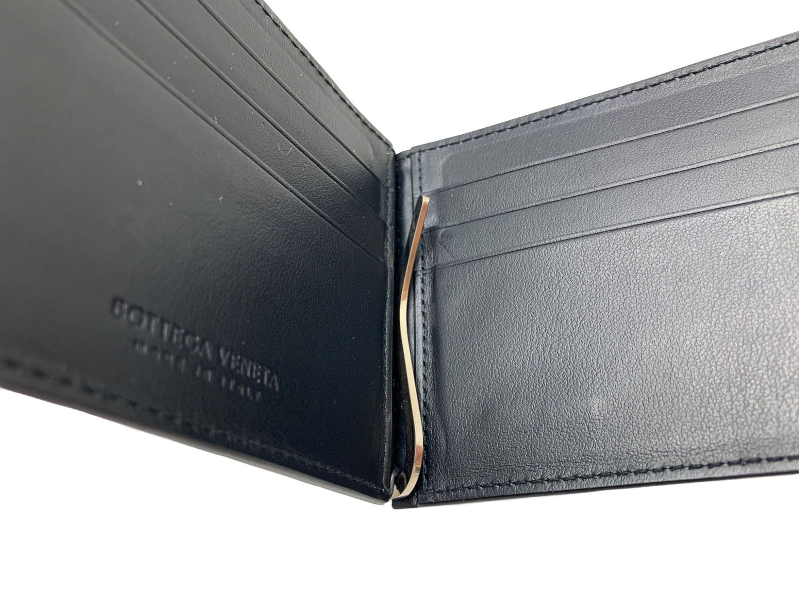 BOTTEGA VENETA✨ イントレチャート マネークリップ 黒 ブラック ブラックイントレチャート マネークリップ ウォレット| Bottega