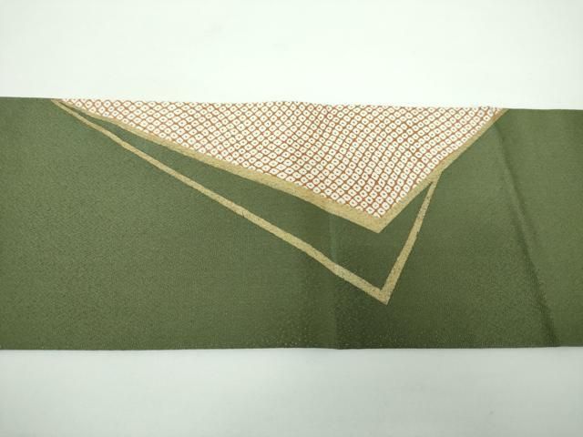 平和屋着物○九寸名古屋帯 鹿の子色紙重ね 金彩 銀通し地 正絹