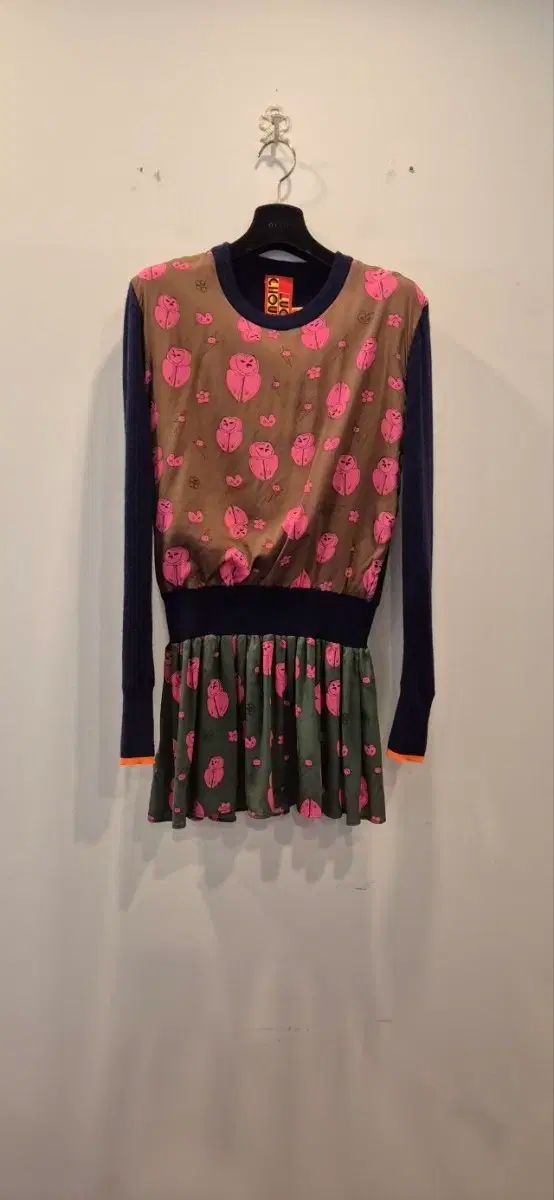 LUCKY CHOUETTE ラッキーシュエトゥ フリー シルク バイカラー ニット ONE PIECE