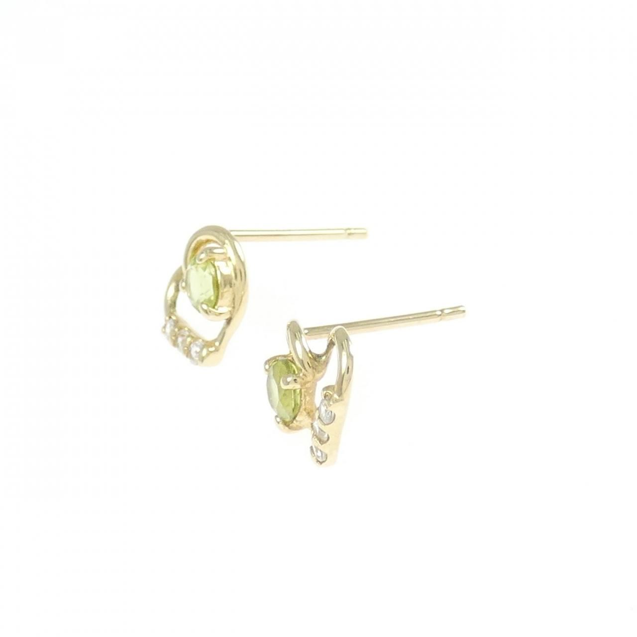 K10YG ハート ペリドット ピアス
