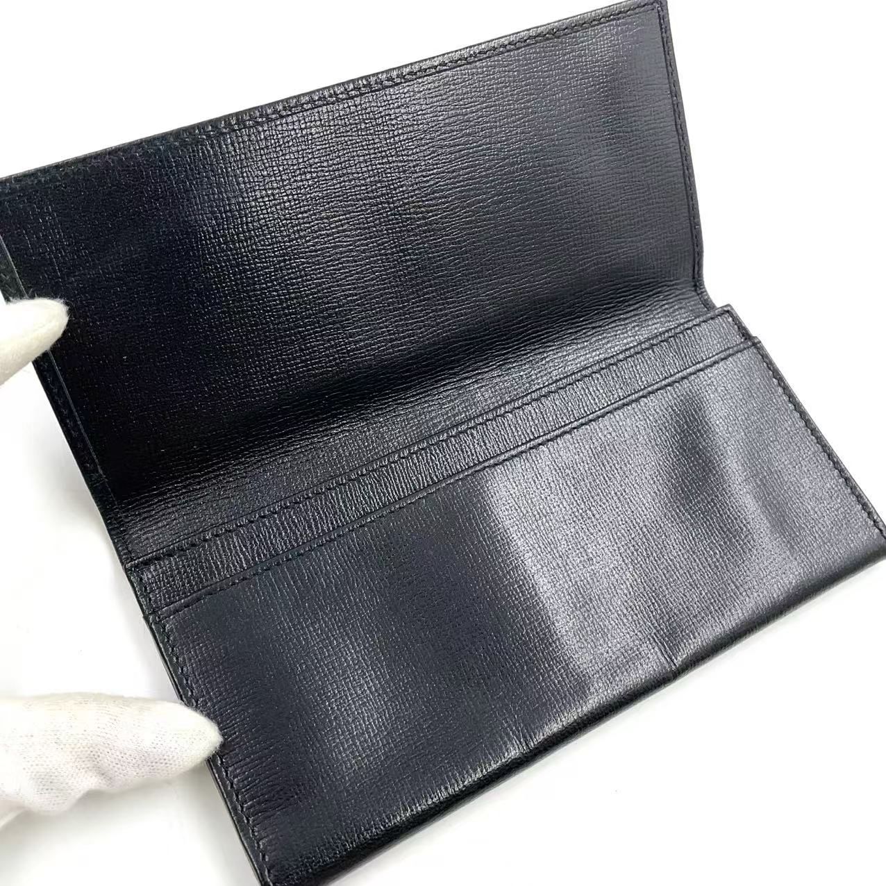 GUCCI 長財布 レザー ブラック 財布 シルバー 120956 - メルカリ